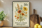 Wildflower Bouquet Metal Sign – Vintage Stamp Style Wall Art for Garden, Cottagecore Decor, Rustic Floral Home Sign — photo 2
