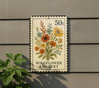 Wildflower Bouquet Metal Sign – Vintage Stamp Style Wall Art for Garden, Cottagecore Decor, Rustic Floral Home Sign — photo 5