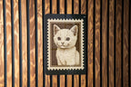 Vintage White Kitten Metal Sign – Retro Cat Wall Art, Cute Stamp Style Tin Decor for Kitchen, Nursery or Pet Lovers — photo 1