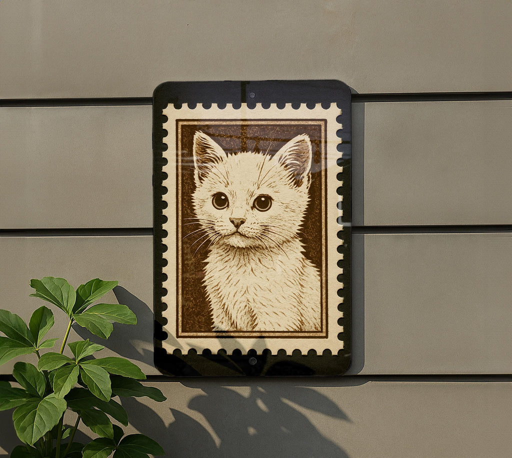 Vintage White Kitten Metal Sign – Retro Cat Wall Art, Cute Stamp Style Tin Decor for Kitchen, Nursery or Pet Lovers — photo 5