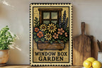 Vintage Window Box Garden Metal Sign – Rustic Stamp Style Wall Art for Porch, Patio, or Outdoor Garden Decor — photo 1