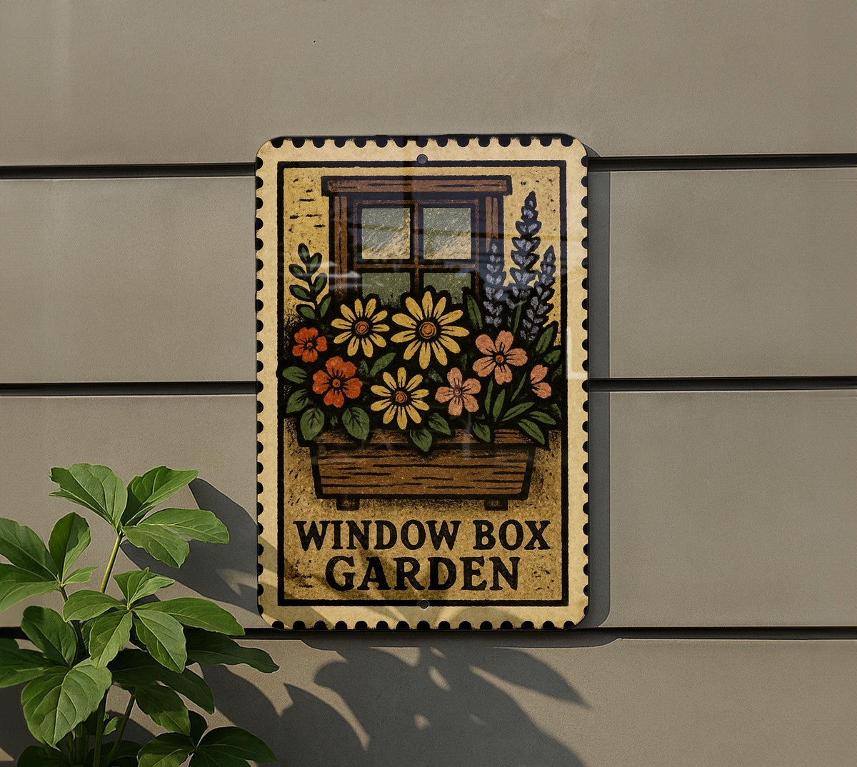 Vintage Window Box Garden Metal Sign – Rustic Stamp Style Wall Art for Porch, Patio, or Outdoor Garden Decor — photo 5