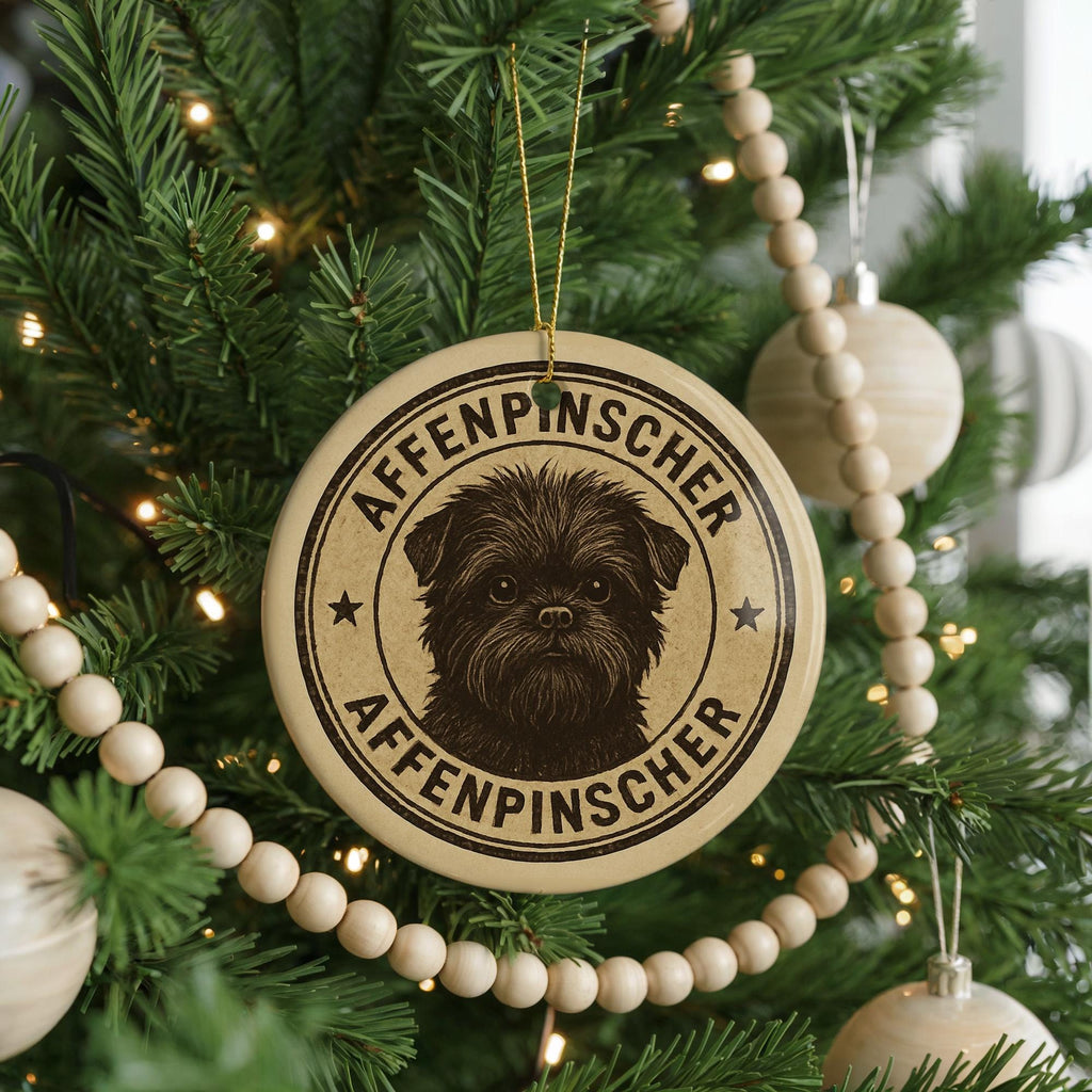 Affenpinscher Dog Ornament – Circular Ceramic Stamp Style Pet Art, Vintage Dog Lover Gift, Christmas Tree Decor Keepsake — photo 4