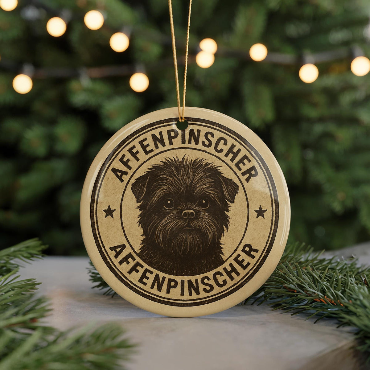 Affenpinscher Dog Ornament – Circular Ceramic Stamp Style Pet Art, Vintage Dog Lover Gift, Christmas Tree Decor Keepsake — photo 5
