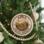Abha Saudi Arabia Ornament – Circular Stamp Style Ceramic Keepsake, Travel Souvenir, Middle Eastern Home Decor Gift — photo 4