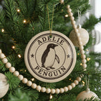 Adelie Penguin Ceramic Ornament – Round Stamp Style Art, Arctic Wildlife Christmas Decor, Handcrafted Winter Gift — photo 4