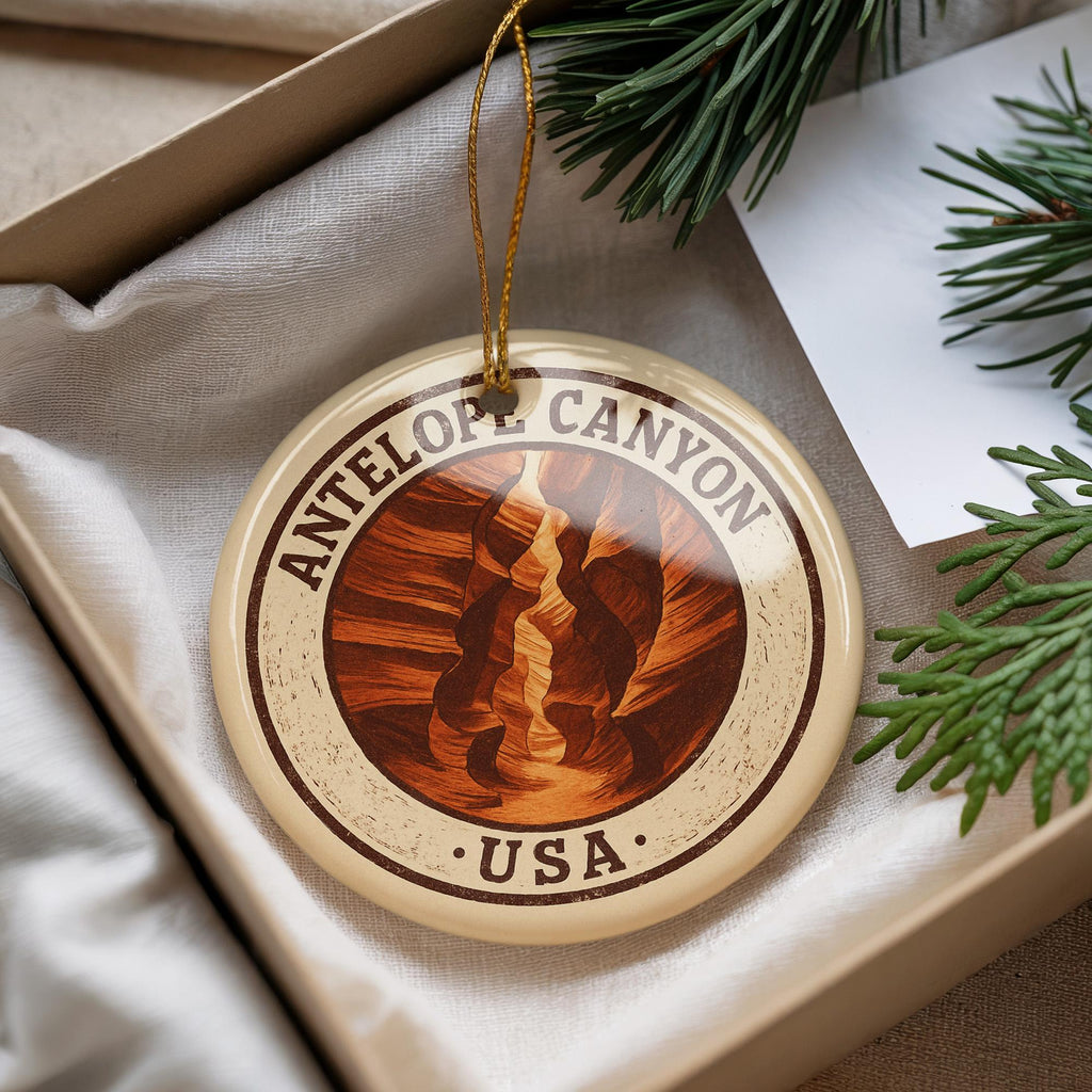 Antelope Canyon Ceramic Ornament – Circular Stamp Style Southwest Desert Art – USA Travel Souvenir Christmas Decor — photo 2