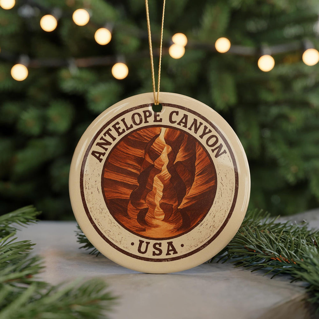 Antelope Canyon Ceramic Ornament – Circular Stamp Style Southwest Desert Art – USA Travel Souvenir Christmas Decor — photo 5