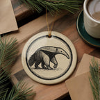 Anteater Ceramic Ornament – Circular Stamp Style Animal Art, Wildlife Christmas Tree Decoration, Unique Nature Gift — photo 3