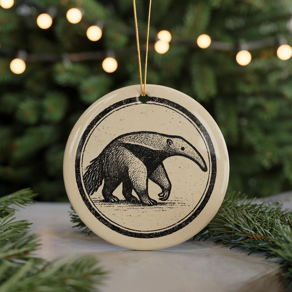 Anteater Ceramic Ornament – Circular Stamp Style Animal Art, Wildlife Christmas Tree Decoration, Unique Nature Gift — photo 5