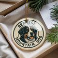 Bernese Mountain Dog Ceramic Ornament – Round Stamp Style Pet Art, Holiday Keepsake Gift for Dog Lovers, Rustic Home Decor — photo 1