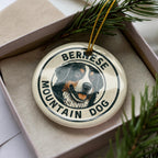 Bernese Mountain Dog Ceramic Ornament – Round Stamp Style Pet Art, Holiday Keepsake Gift for Dog Lovers, Rustic Home Decor — photo 2