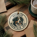 Bernese Mountain Dog Ceramic Ornament – Round Stamp Style Pet Art, Holiday Keepsake Gift for Dog Lovers, Rustic Home Decor — photo 3