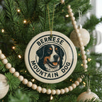 Bernese Mountain Dog Ceramic Ornament – Round Stamp Style Pet Art, Holiday Keepsake Gift for Dog Lovers, Rustic Home Decor — photo 4