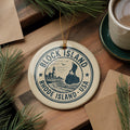 Block Island Rhode Island Ceramic Ornament – Circular Stamp Style Coastal Keepsake, Nautical Beach Holiday Decor — photo 1