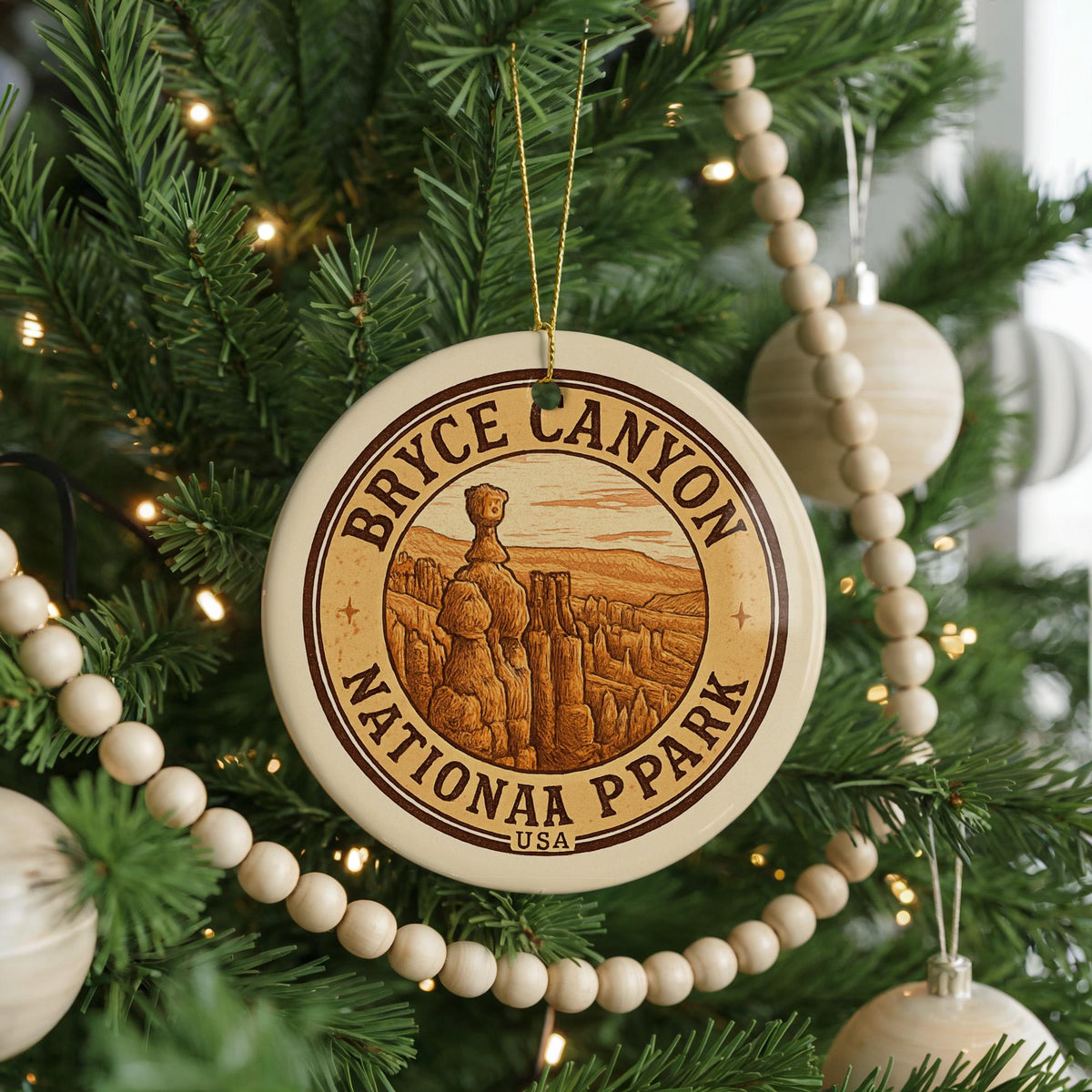 Bryce Canyon National Park Ornament – Circular Stamp Style Ceramic Keepsake for Nature Lovers & Travelers — photo 2