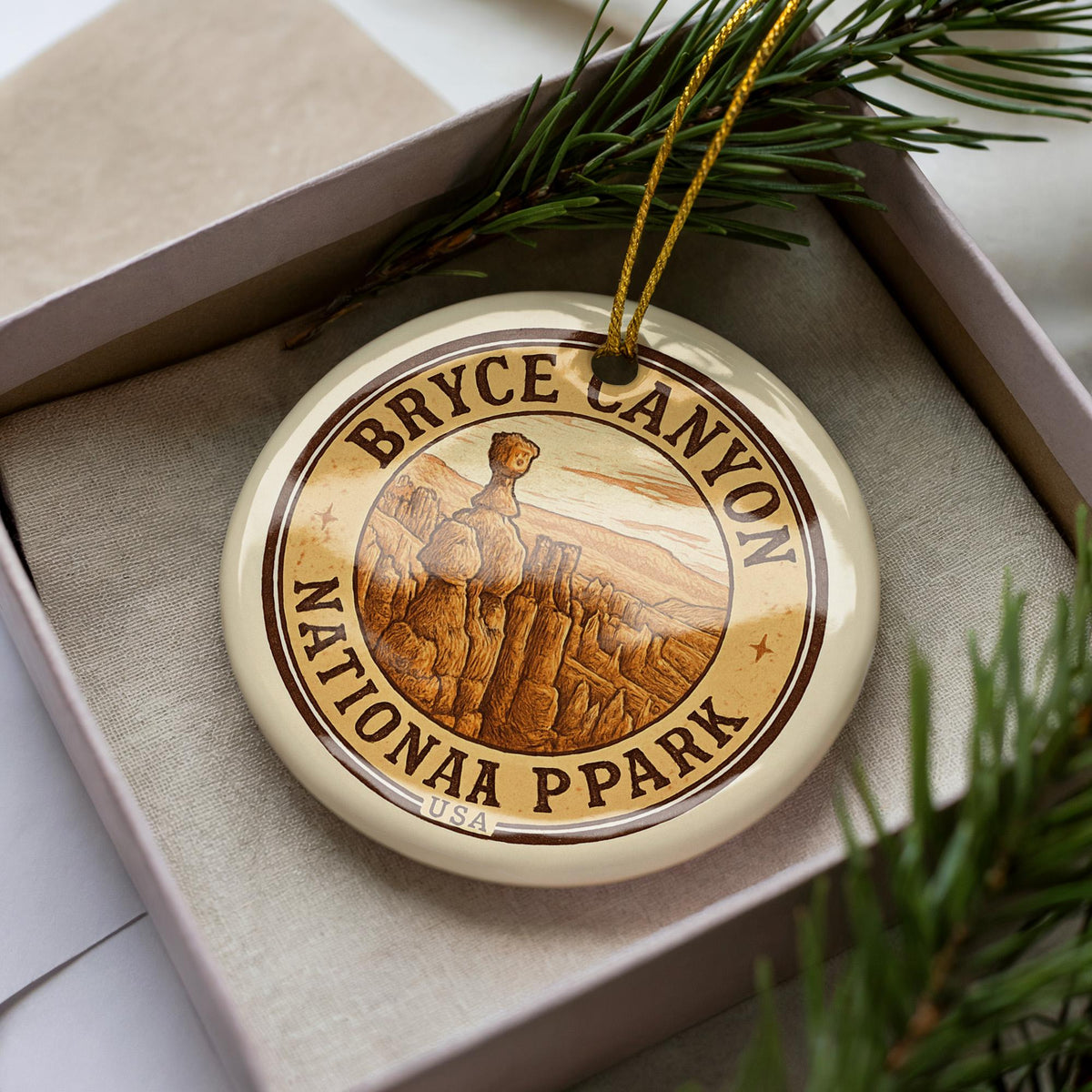 Bryce Canyon National Park Ornament – Circular Stamp Style Ceramic Keepsake for Nature Lovers & Travelers — photo 4