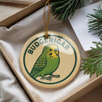 Budgerigar Ceramic Ornament – Circular Stamp Style Bird Art, Parakeet Christmas Tree Decor, Handcrafted Animal Keepsake — photo 4