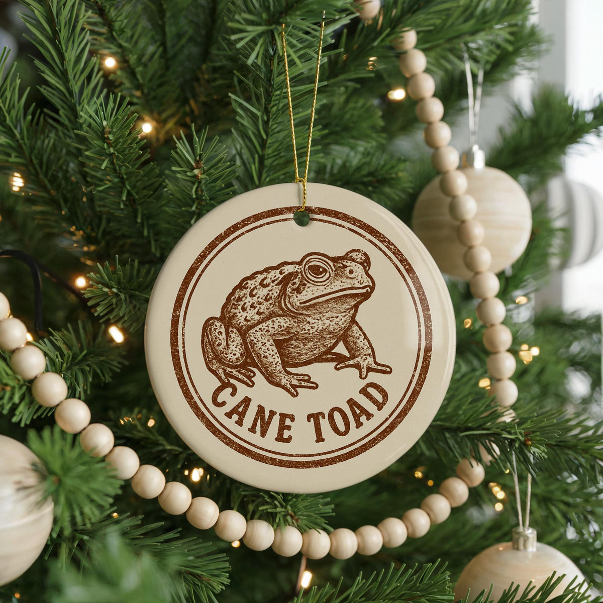 Cane Toad Ceramic Ornament – Circular Stamp Style Wildlife Art, Handmade Amphibian Decoration, Nature Lover Gift — photo 2