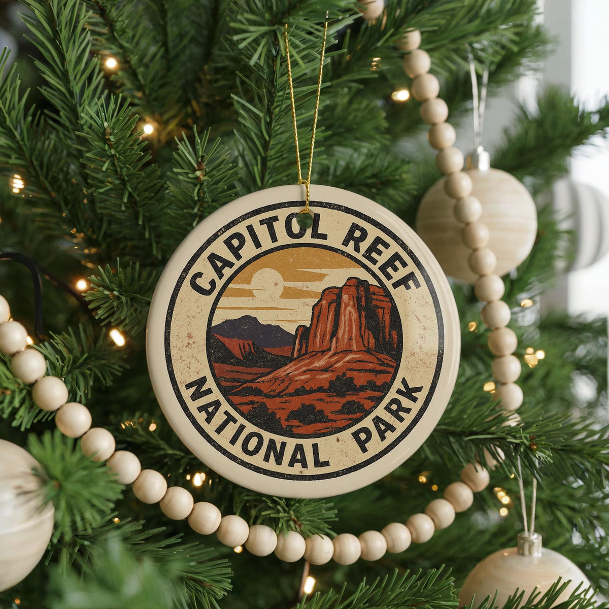 Capitol Reef National Park Ornament – Circular Stamp Style Ceramic Holiday Decor, Nature Lover Gift, Travel Souvenir — photo 4