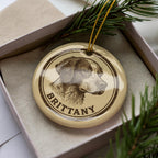 Brittany Dog Ceramic Ornament – Circular Stamp Style Pet Lover Gift, Rustic Dog Breed Holiday Decor, Handmade Keepsake — photo 4