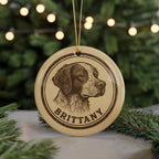 Brittany Dog Ceramic Ornament – Circular Stamp Style Pet Lover Gift, Rustic Dog Breed Holiday Decor, Handmade Keepsake — photo 5