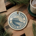 Cayman Brac Ceramic Ornament – Circular Stamp Style Caribbean Souvenir, Cayman Islands Beach Decor Gift — photo 1