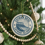 Cayman Brac Ceramic Ornament – Circular Stamp Style Caribbean Souvenir, Cayman Islands Beach Decor Gift — photo 2