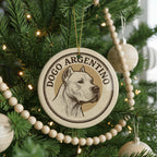 Dogo Argentino Ceramic Ornament – Circular Stamp Style Dog Art, White Dog Christmas Decoration, Pet Lover Gift — photo 2