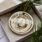 Dogo Argentino Ceramic Ornament – Circular Stamp Style Dog Art, White Dog Christmas Decoration, Pet Lover Gift — photo 3