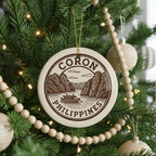 Coron Philippines Ceramic Ornament – Circular Stamp Style Travel Souvenir, Beach Destination Keepsake, Island Decor Gift — photo 1