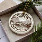 Coron Philippines Ceramic Ornament – Circular Stamp Style Travel Souvenir, Beach Destination Keepsake, Island Decor Gift — photo 2