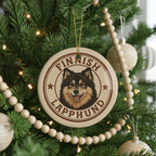 Finnish Lapphund D Ceramic Ornament – Circular Stamp Style Dog Art, Nordic Breed Holiday Decor, Gift for Dog Lovers — photo 3