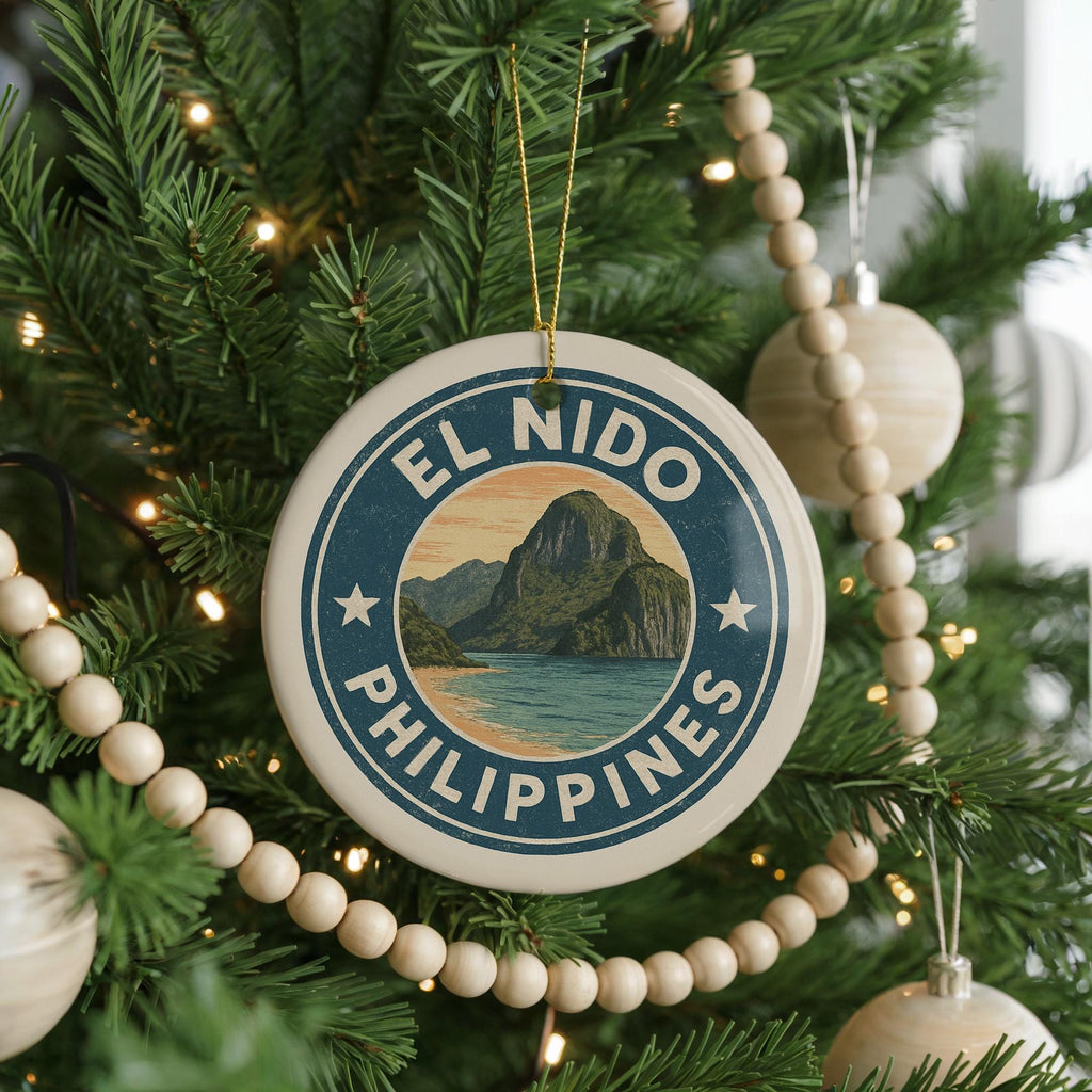 El Nido Philippines Ceramic Ornament – Round Travel Souvenir, Island Map Art, Tropical Beach Gift, Coastal Christmas Decor — photo 2