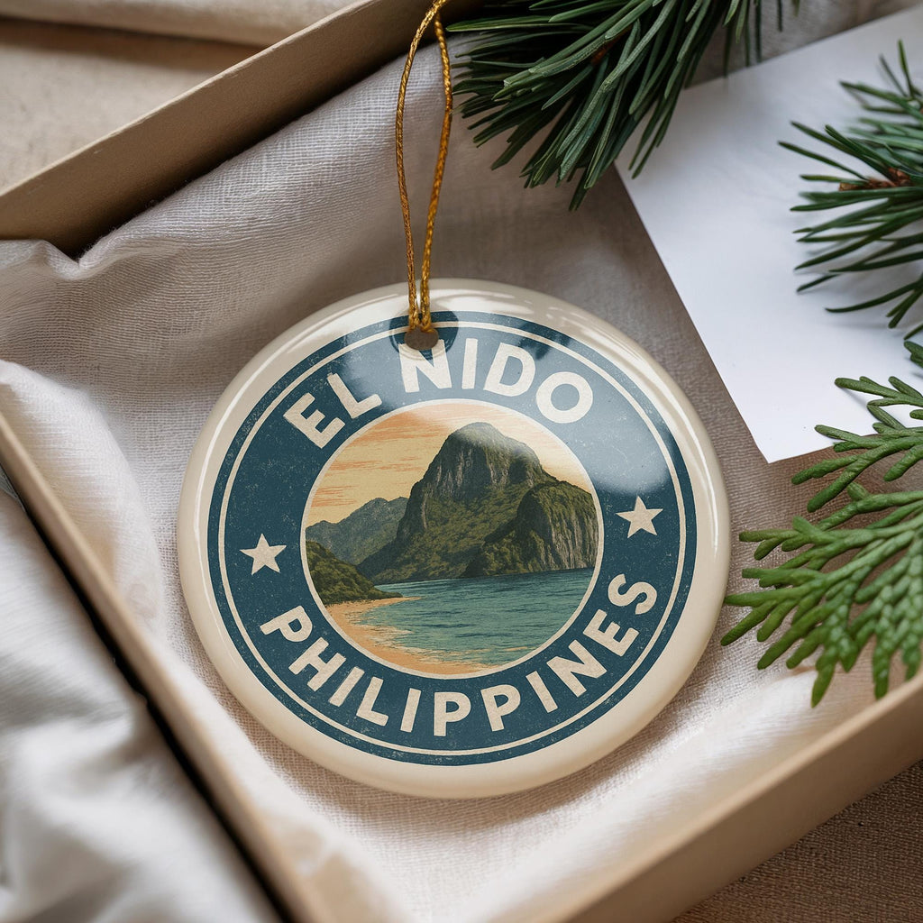 El Nido Philippines Ceramic Ornament – Round Travel Souvenir, Island Map Art, Tropical Beach Gift, Coastal Christmas Decor — photo 3