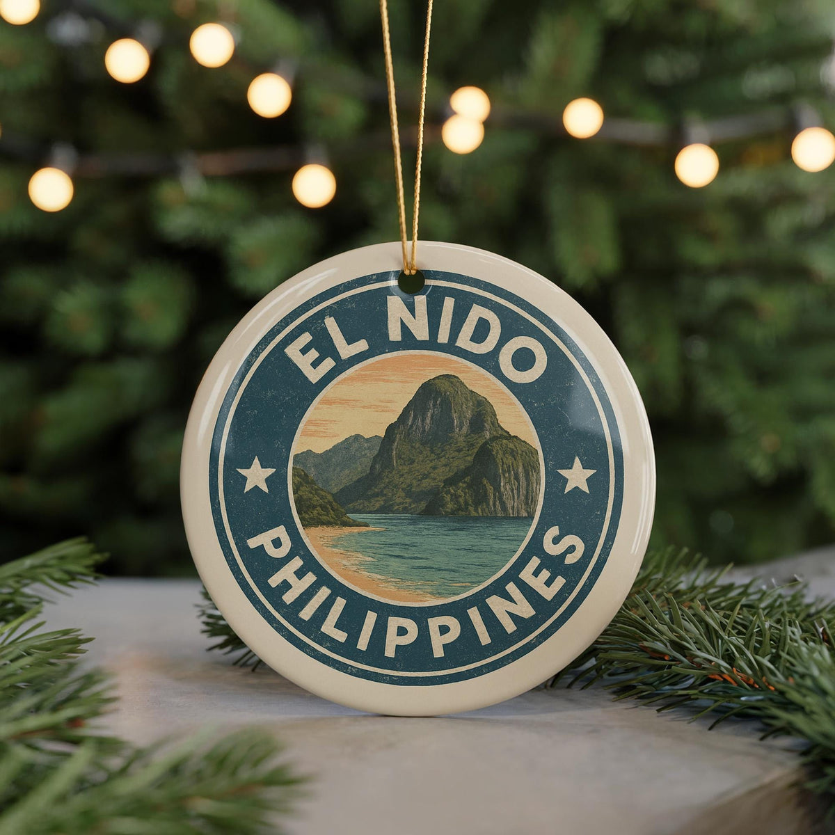 El Nido Philippines Ceramic Ornament – Round Travel Souvenir, Island Map Art, Tropical Beach Gift, Coastal Christmas Decor — photo 5