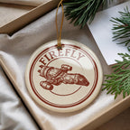Firefly Ceramic Ornament – Round Stamp Style Nature Decor, Rustic Firefly Art Gift, Handmade Pottery Holiday Keepsake — photo 2