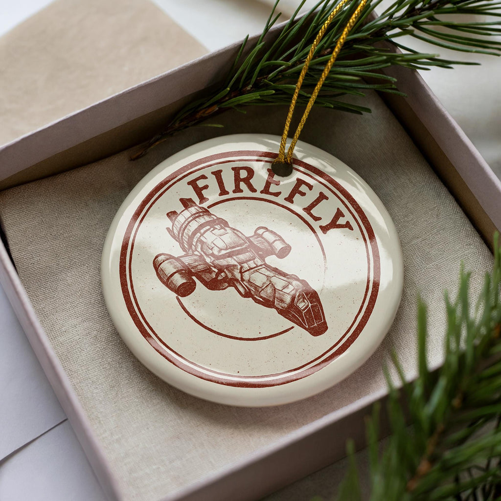 Firefly Ceramic Ornament – Round Stamp Style Nature Decor, Rustic Firefly Art Gift, Handmade Pottery Holiday Keepsake — photo 4