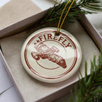 Firefly Ceramic Ornament – Round Stamp Style Nature Decor, Rustic Firefly Art Gift, Handmade Pottery Holiday Keepsake — photo 4