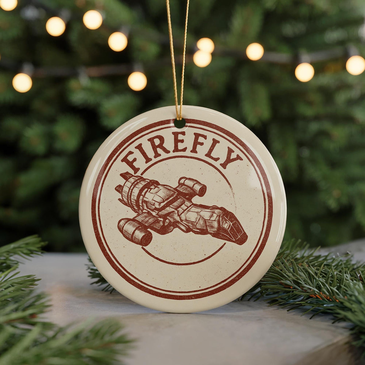 Firefly Ceramic Ornament – Round Stamp Style Nature Decor, Rustic Firefly Art Gift, Handmade Pottery Holiday Keepsake — photo 5
