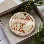 Eland Ceramic Ornament – Circular Wildlife Stamp Art, African Animal Christmas Decor, Rustic Safari Gift — photo 1