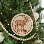 Eland Ceramic Ornament – Circular Wildlife Stamp Art, African Animal Christmas Decor, Rustic Safari Gift — photo 2
