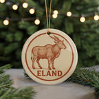 Eland Ceramic Ornament – Circular Wildlife Stamp Art, African Animal Christmas Decor, Rustic Safari Gift — photo 5