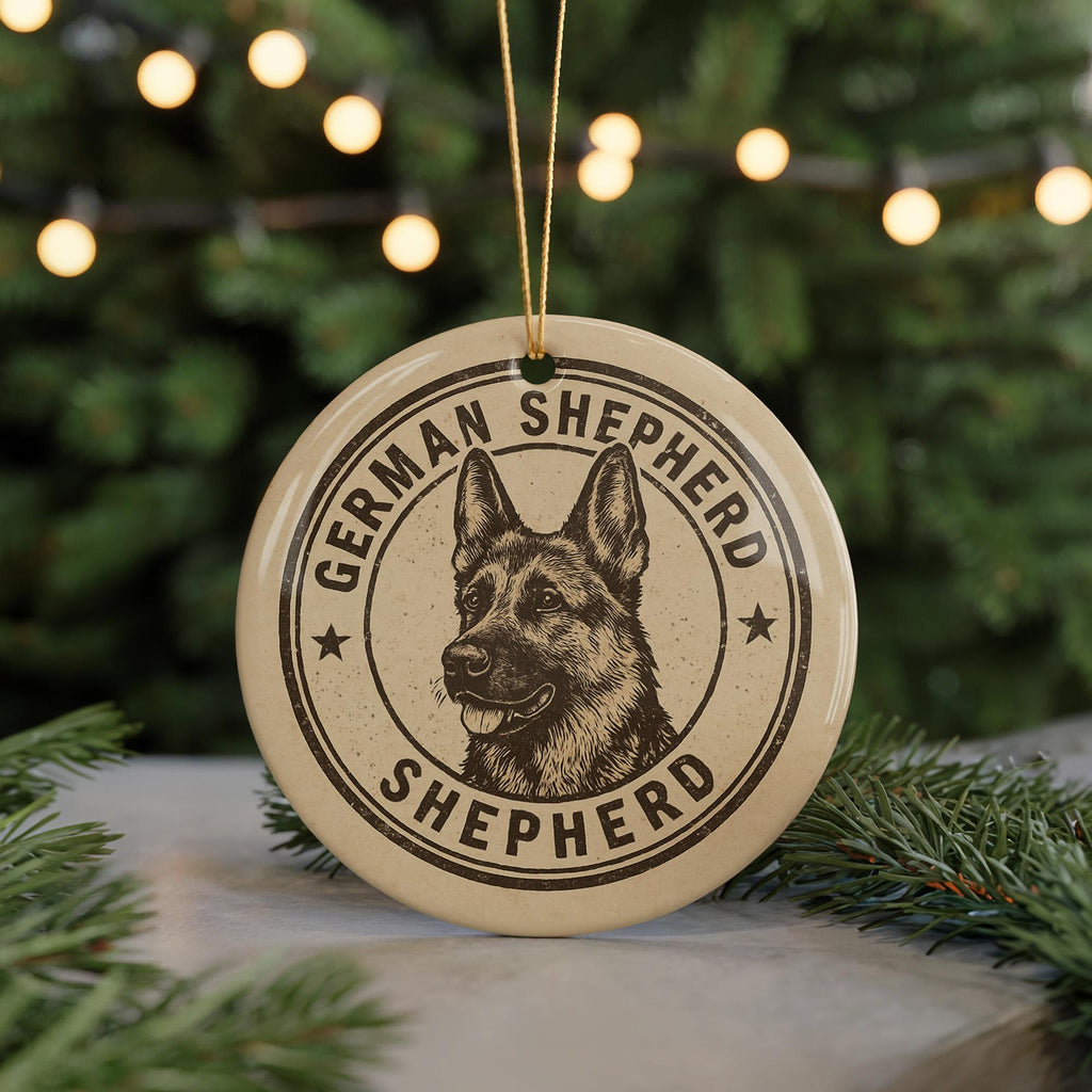 German Shepherd Dog Ceramic Ornament – Circular Stamp Style Pet Keepsake, Holiday Decor, Gift for Dog Lovers — photo 5