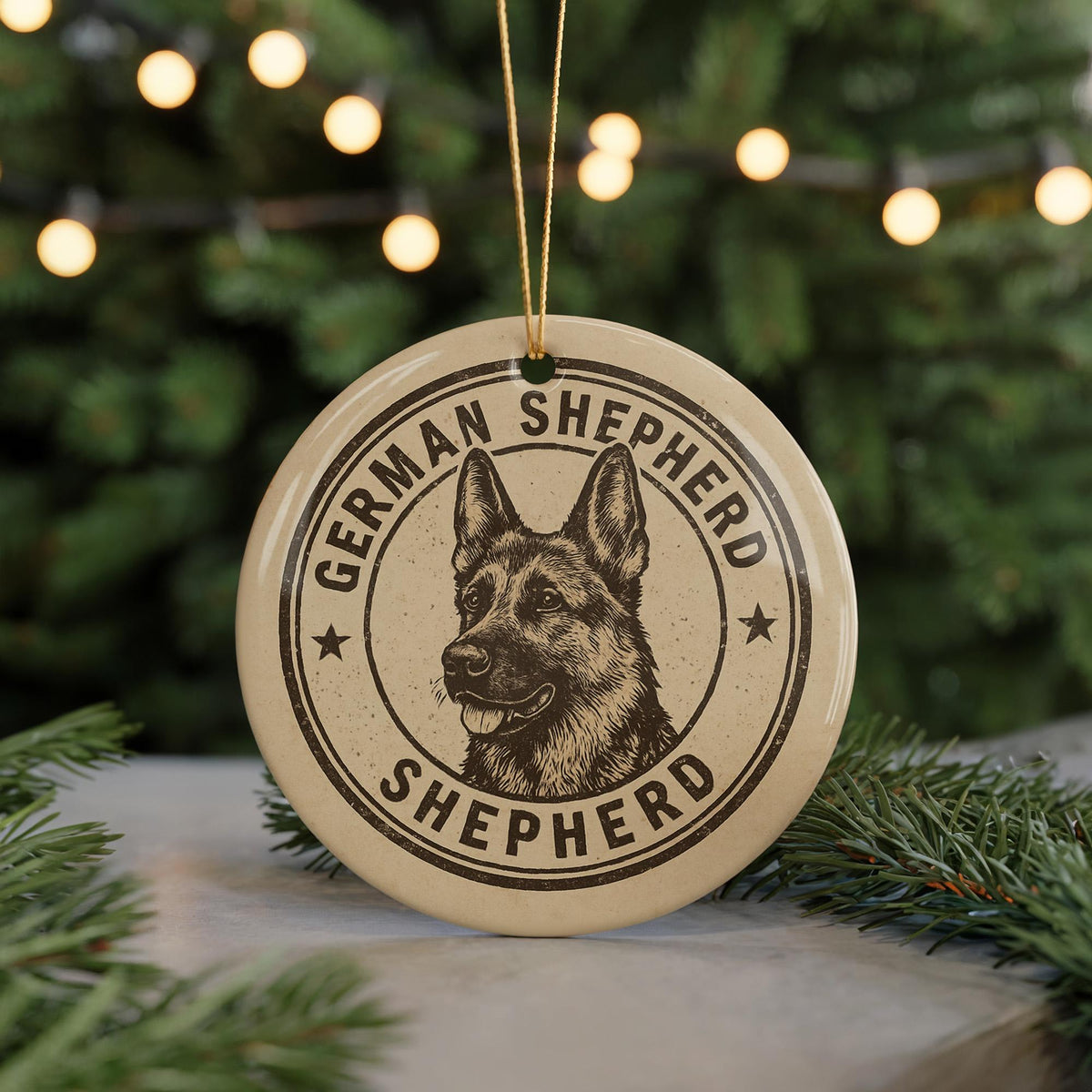 German Shepherd Dog Ceramic Ornament – Circular Stamp Style Pet Keepsake, Holiday Decor, Gift for Dog Lovers — photo 5