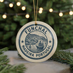 Funchal Madeira PO Ceramic Ornament – Vintage Circular Stamp Style Art, Portugal Souvenir Christmas Decor Keepsake — photo 5