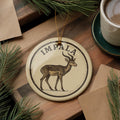Impala Ceramic Ornament – African Wildlife Circular Stamp Art, Safari Animal Christmas Tree Decoration, Rustic Nature Gift — photo 1