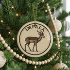Impala Ceramic Ornament – African Wildlife Circular Stamp Art, Safari Animal Christmas Tree Decoration, Rustic Nature Gift — photo 2