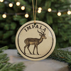 Impala Ceramic Ornament – African Wildlife Circular Stamp Art, Safari Animal Christmas Tree Decoration, Rustic Nature Gift — photo 5