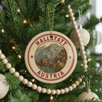 Hallstatt Austria Ceramic Ornament – Vintage Circular Stamp Style Travel Souvenir, European Village Christmas Decor — photo 4